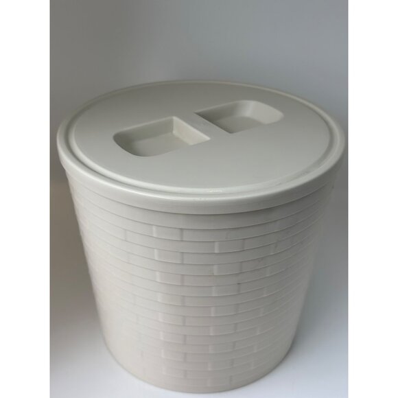 VTG Longaberger Ice Bucket Insert w/ Lid 7.25" Cream Plastic Insulated Line - Picture 4 of 7